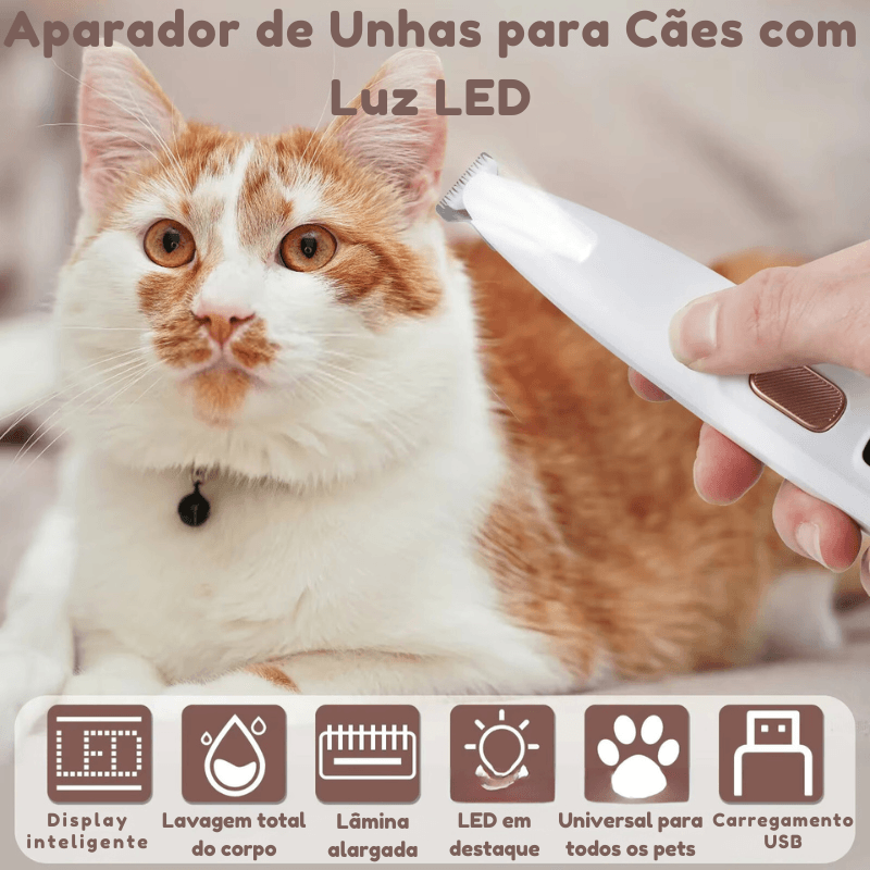 Novo Aparador de Patas para Cães com Luz LED: Totalmente À Prova d'Água e Lâmina Alargada de 18 mm para um Corte Preciso