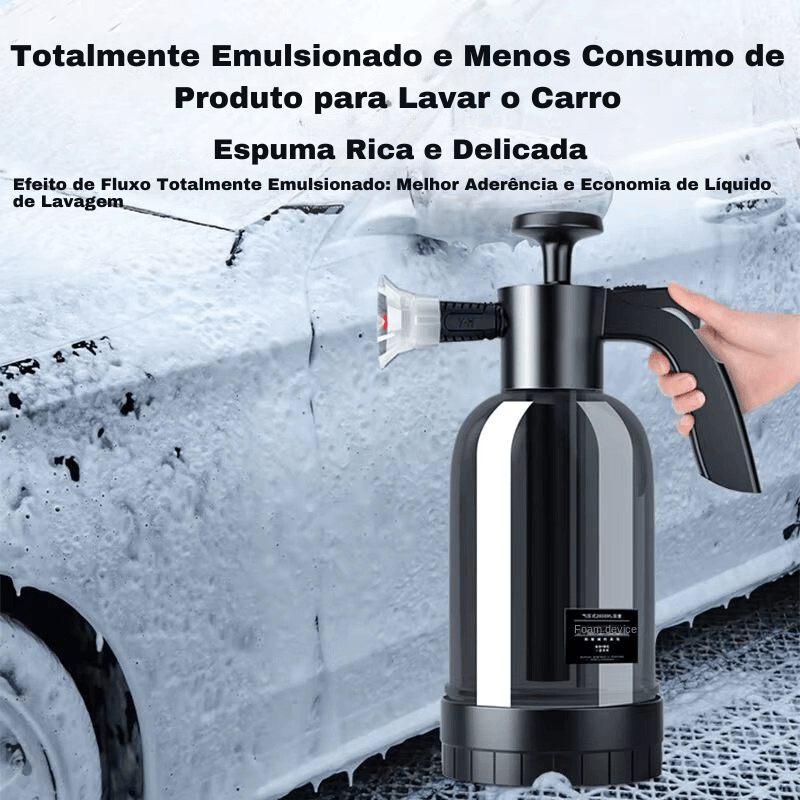 Pulverizador de Espuma de Bomba Manual de 2L com 3 Tipos de Bicos - Lavagem de Carro e Limpeza de Janelas