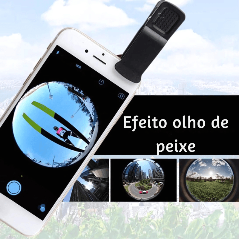 Transforme Sua Fotografia com o Conjunto 3 em 1: Lente Olho de Peixe, Grande Angular e Macro